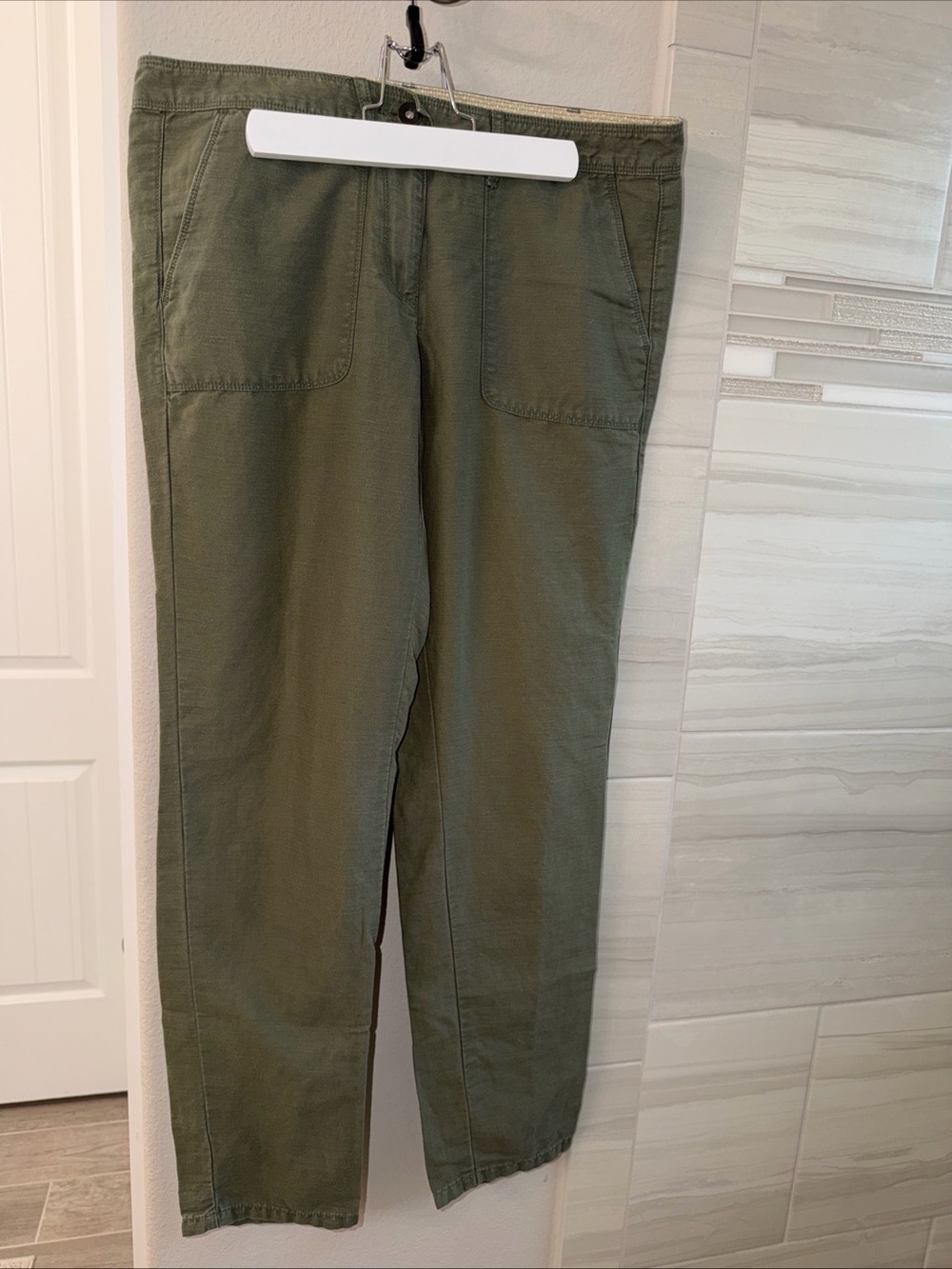 Ann Taylor LOFT Women's Size 4 Marisa Trouser Pants Green Khaki Cotton Stretch